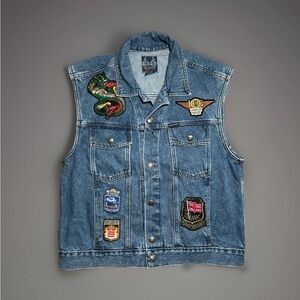 Harley-Davidson Biker Blues Vintage Denim Vest Custom Patchwork Unisex Small